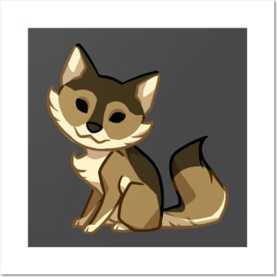 Adorable brown chibi wolf design Posters and Art